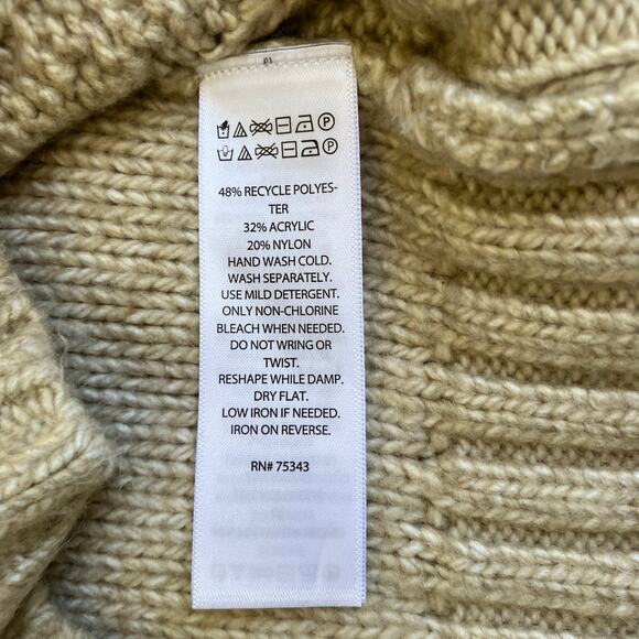 Cupcakes & Cashmere Sz XL Mock Neck Cable Knit Sweater Bobbles Heathered Oatmeal - Picture 16 of 16